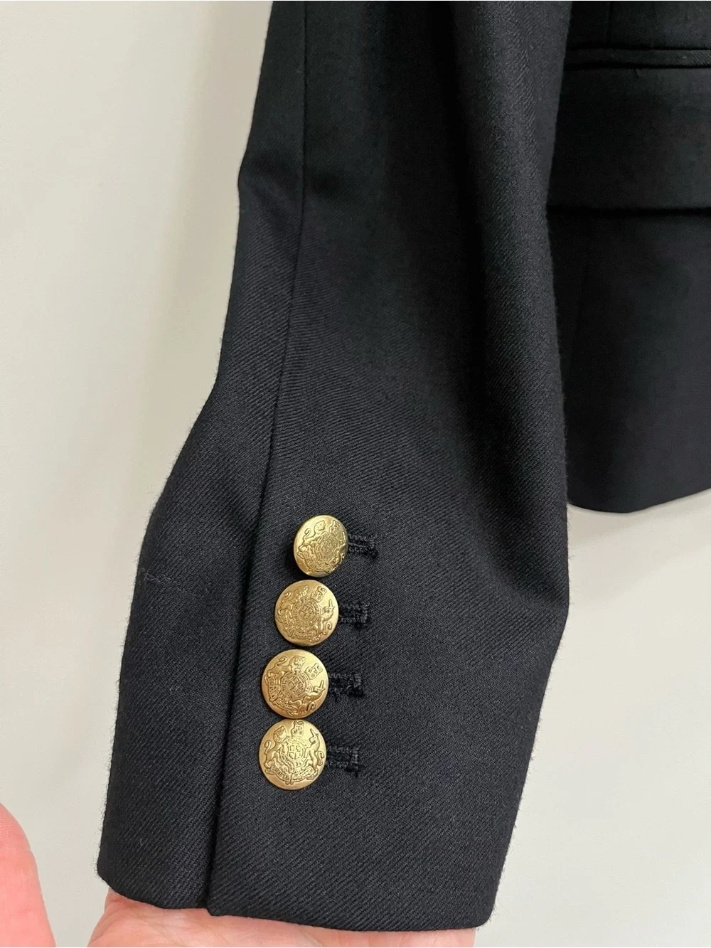 J.Crew Factory Original Schoolboy Black Blazer Gold Two Buttons Wool Blend 8